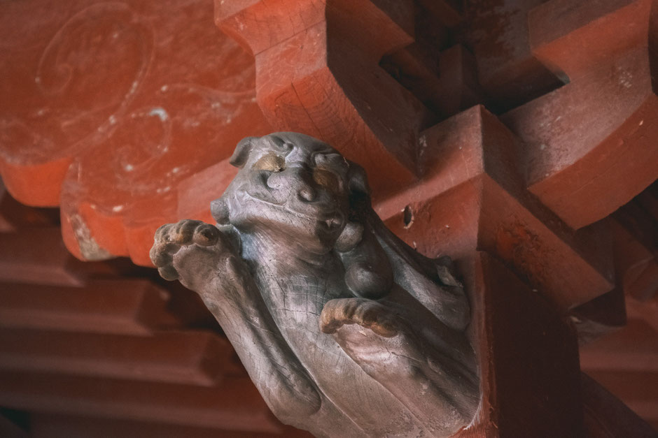 心と体が整う鎮守の杜歩き 妻垣神社(宇佐市)狛犬木鼻