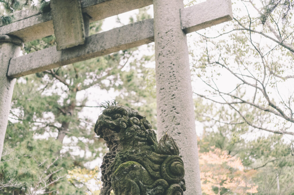 かつて海の中にあった八幡社-豊後高田市-別宮八幡社-狛犬-阿形