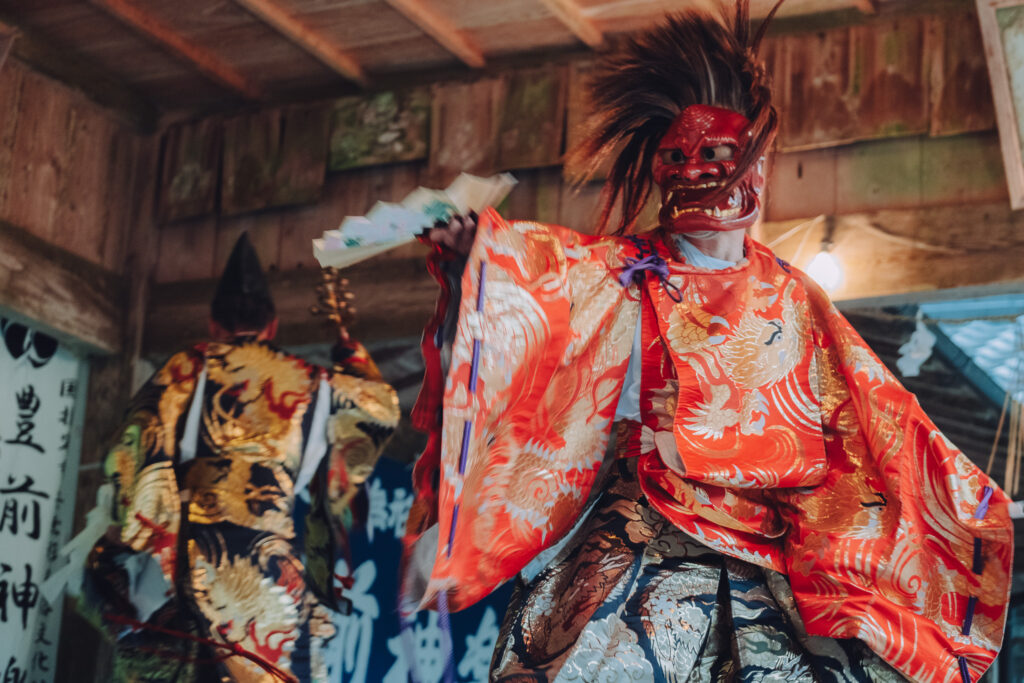 【中津市本耶馬渓町】羅漢寺八坂神社 黒土神楽講奉納へ