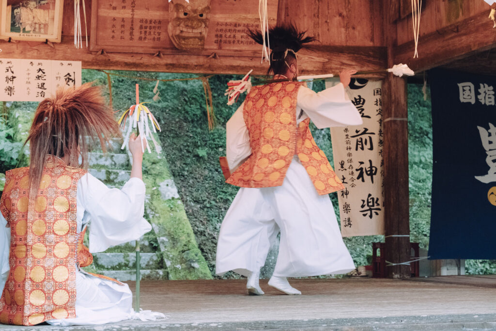 【中津市本耶馬渓町】羅漢寺八坂神社 黒土神楽講奉納へ