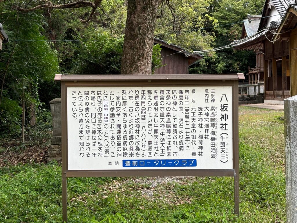 上毛町八坂神社 看板