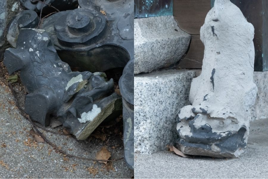 なぜ「鯱（シャチホコ）」が神社の隅に置かれていたのか？みやこ町と宇佐市の事例から浮かぶ共通点は「雌雄」「一対」「阿吽」